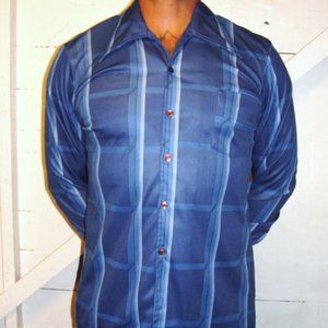Vintage Mark Lee Blue Disco Shirt M